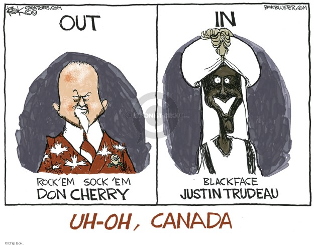Cartoonist Chip Bok  Chip Bok's Editorial Cartoons 2019-11-15 Justin Trudeau