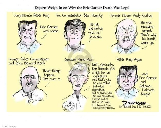 Jeff Danziger  Jeff Danziger's Editorial Cartoons 2014-12-05 enforcement