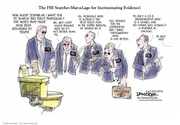 Jeff Danziger  Jeff Danziger's Editorial Cartoons 2022-08-09 FBI