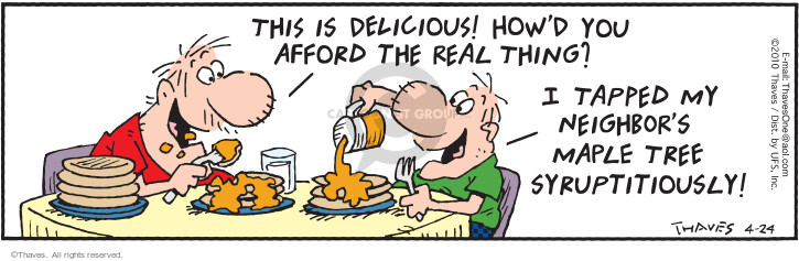 Comic Strip Bob Thaves Tom Thaves  Frank and Ernest 2010-04-24 food cost