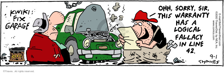 Comic Strip Bob Thaves Tom Thaves  Frank and Ernest 2000-09-01 auto garage