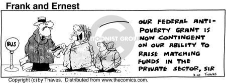 Comic Strip Bob Thaves Tom Thaves  Frank and Ernest 1976-03-10 poverty