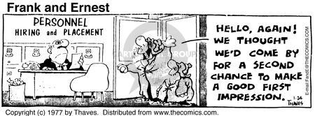 Cartoonist Bob Thaves Tom Thaves  Frank and Ernest 1977-01-24 