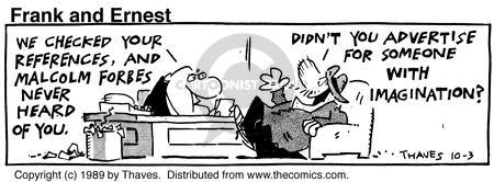 Cartoonist Bob Thaves Tom Thaves  Frank and Ernest 1989-10-03 