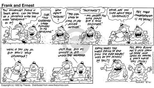 Cartoonist Bob Thaves Tom Thaves  Frank and Ernest 1992-06-21 