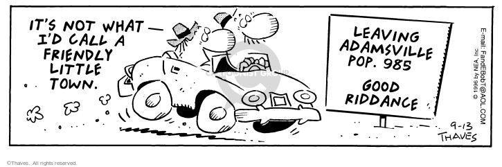 Comic Strip Bob Thaves Tom Thaves  Frank and Ernest 1996-09-13 car passenger