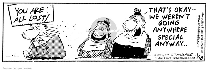 Cartoonist Bob Thaves Tom Thaves  Frank and Ernest 1997-11-18 