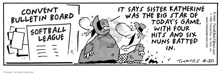 Cartoonist Bob Thaves Tom Thaves  Frank and Ernest 1998-04-20 