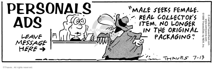 Cartoonist Bob Thaves Tom Thaves  Frank and Ernest 1999-07-13 