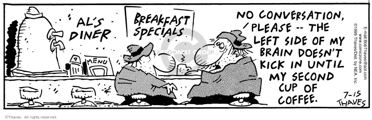 Cartoonist Bob Thaves Tom Thaves  Frank and Ernest 1999-07-15 