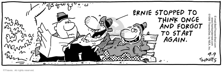 Comic Strip Bob Thaves Tom Thaves  Frank and Ernest 1999-09-09 bench