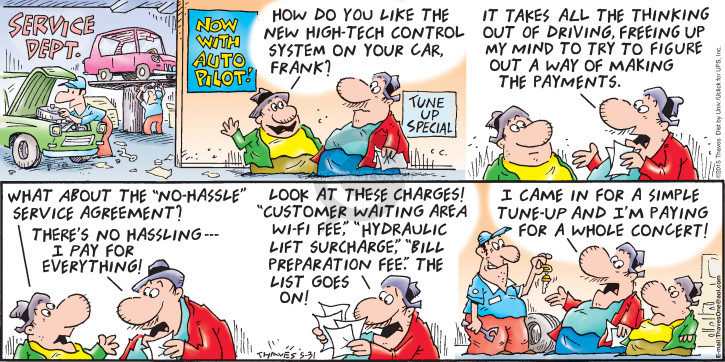 Comic Strip Bob Thaves Tom Thaves  Frank and Ernest 2015-05-31 car maintenance