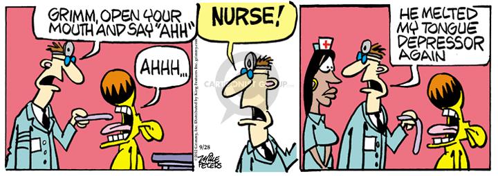 Comic Strip Mike Peters  Mother Goose and Grimm 2012-09-28 medical examination