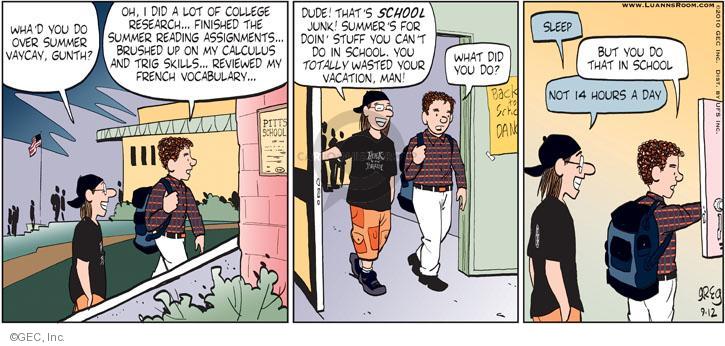 Comic Strip Greg Evans  Luann 2010-09-12 college student